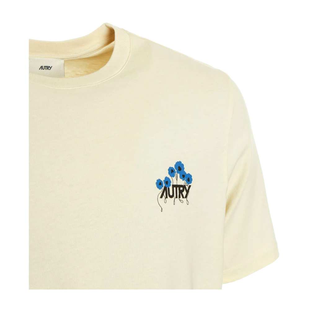Autry Casual T-shirt met logo-print Beige Heren