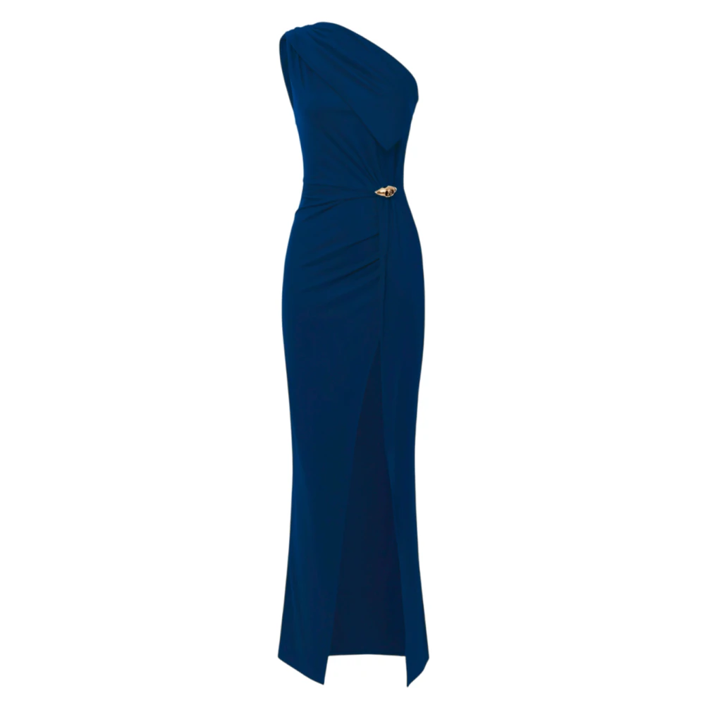 Elisabetta Franchi Elegante Avond Jersey Jurk Blue Dames