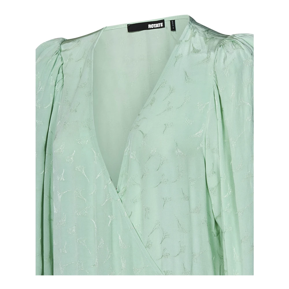 Rotate Birger Christensen Bloemen Jacquard V-hals Midi Jurk Green Dames