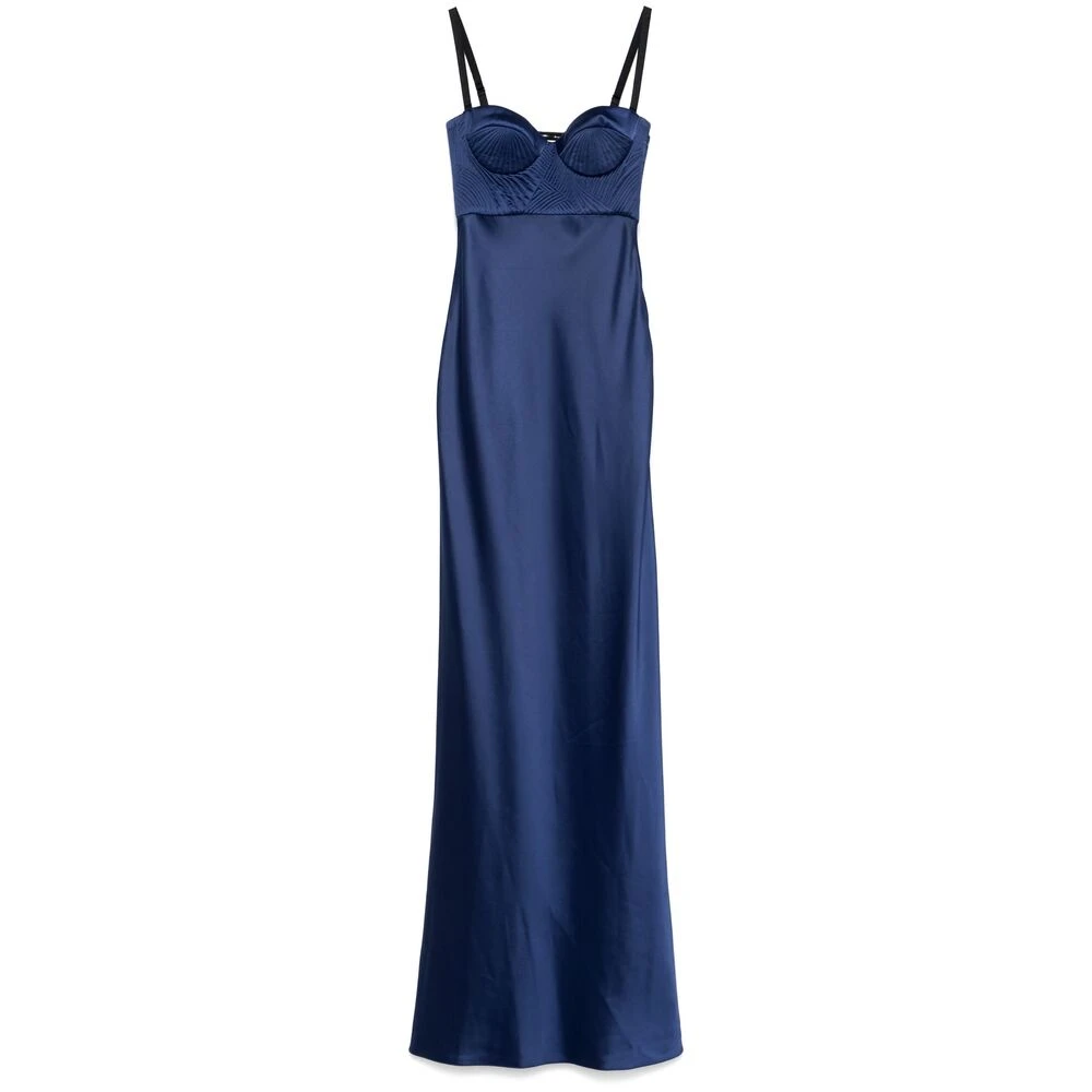 Anna October Navy Blue Matelassé Jurk met Bandjes Blue Dames