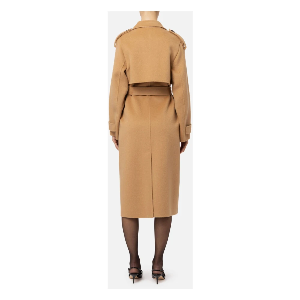 Elisabetta Franchi Wollen Trenchcoat Kameel Brown Dames