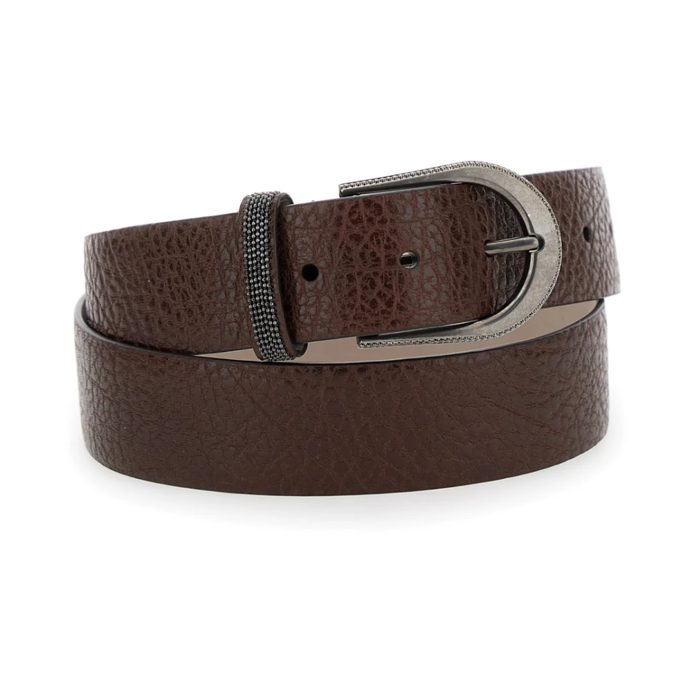 BRUNELLO CUCINELLI Bruin Leren Riem met Monile Detail Brown Dames