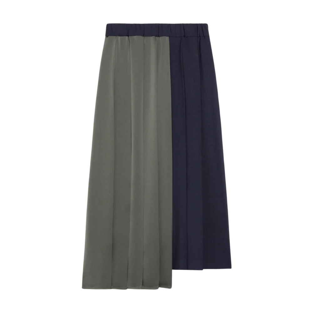 Max Mara Weekend Asymmetrische wollen en satijnen midi-rok Multicolor Dames