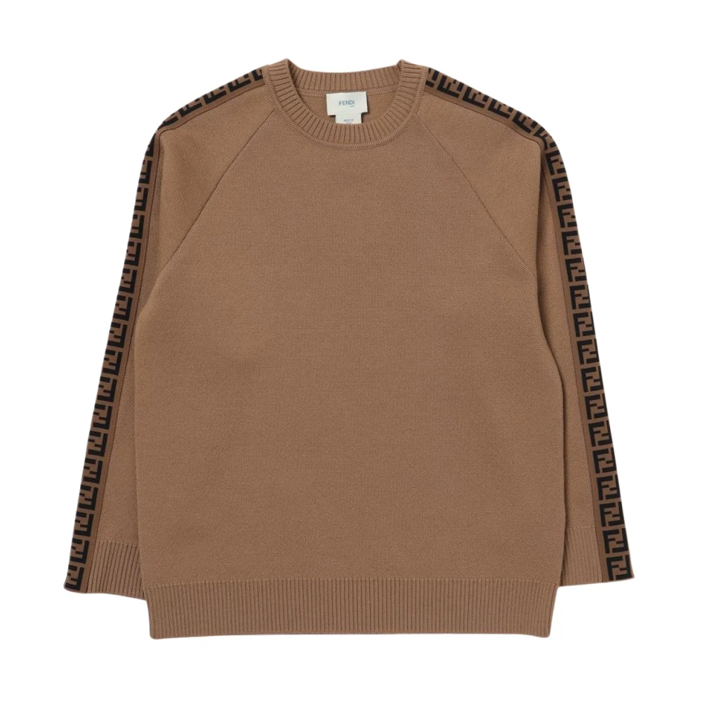 Fendi Unisex Kids Brown Knitwear,, Iconic Logo Knit Jumper Size 10 Y