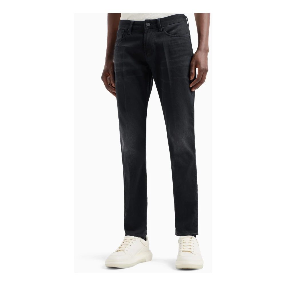 Emporio Armani Lage taille vijf-pocket jeans Gray Heren