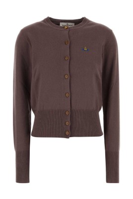 brown-cotton-blend-cardigan