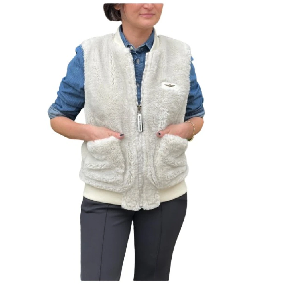 Aeronautica Militare Women's White Waistcoats, M, Knitwear