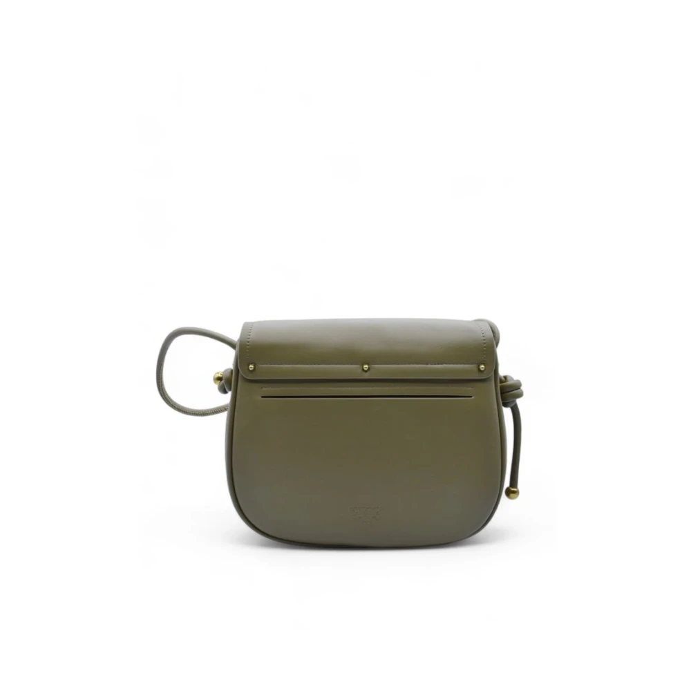 pinko Groene leren crossbodytas met logodetail Green Dames