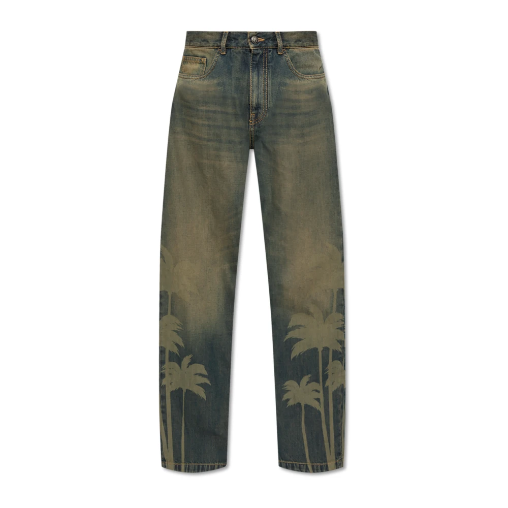 Palm Angels Uomo Blu Jeans Con Logo