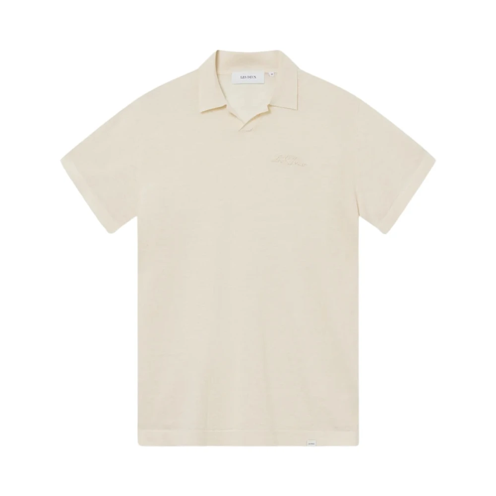 Les Deux Linne Bomull Polo Stickad Tröja Beige, Herr