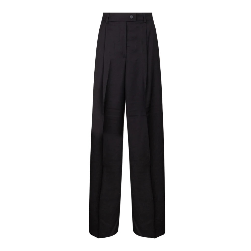 SPORTMAX Zwarte Wijde Pijp Wollen Broek Black Dames