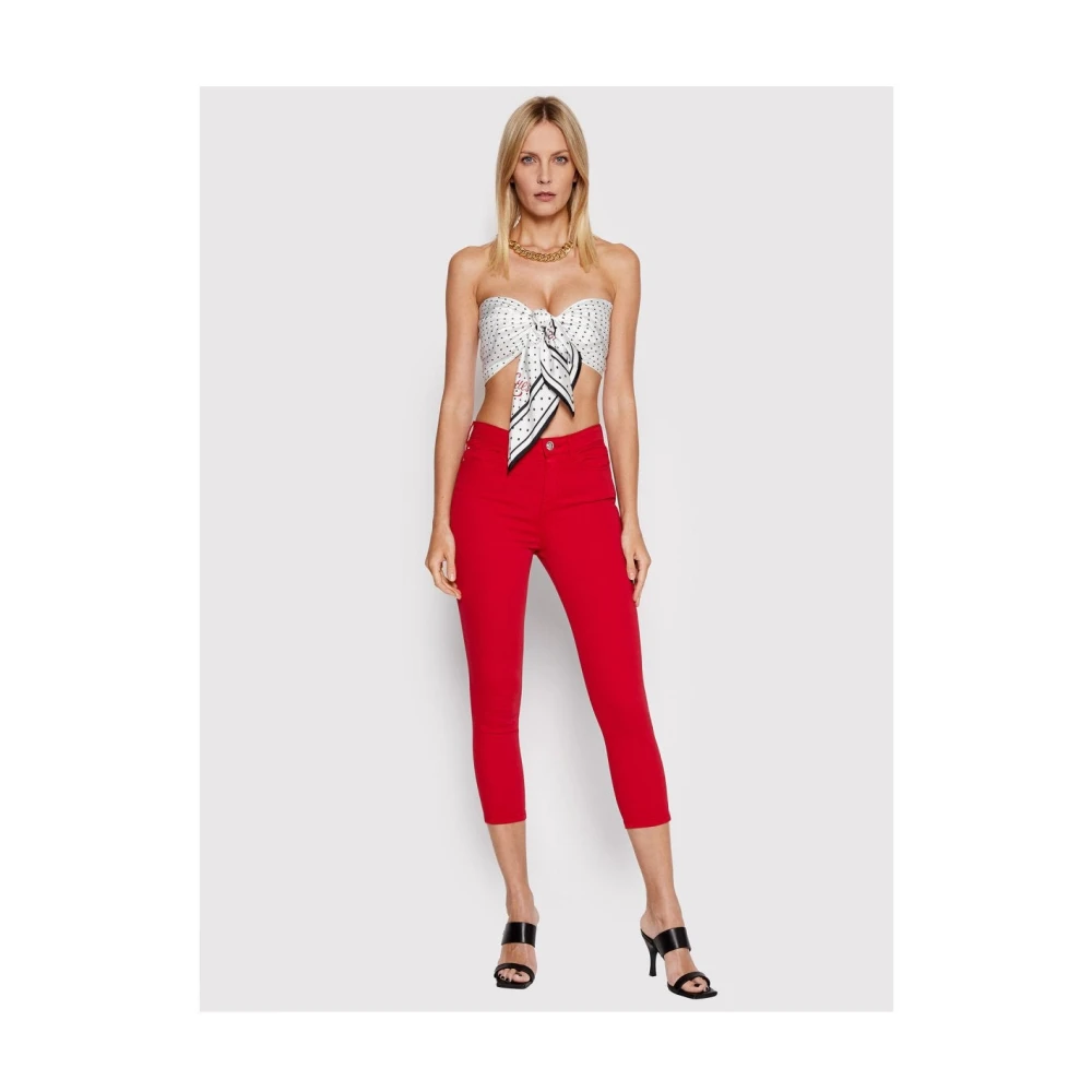 Guess Rode Skinny Jeans met Opgezet Logo Red Dames
