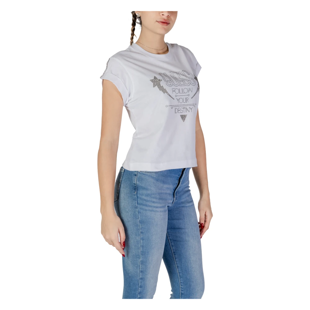 Guess Korte mouw katoenen T-shirt collectie White Dames