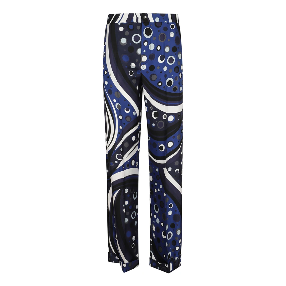 EMILIO PUCCI Blauwe Zijden Broek Aw24 Multicolor Dames