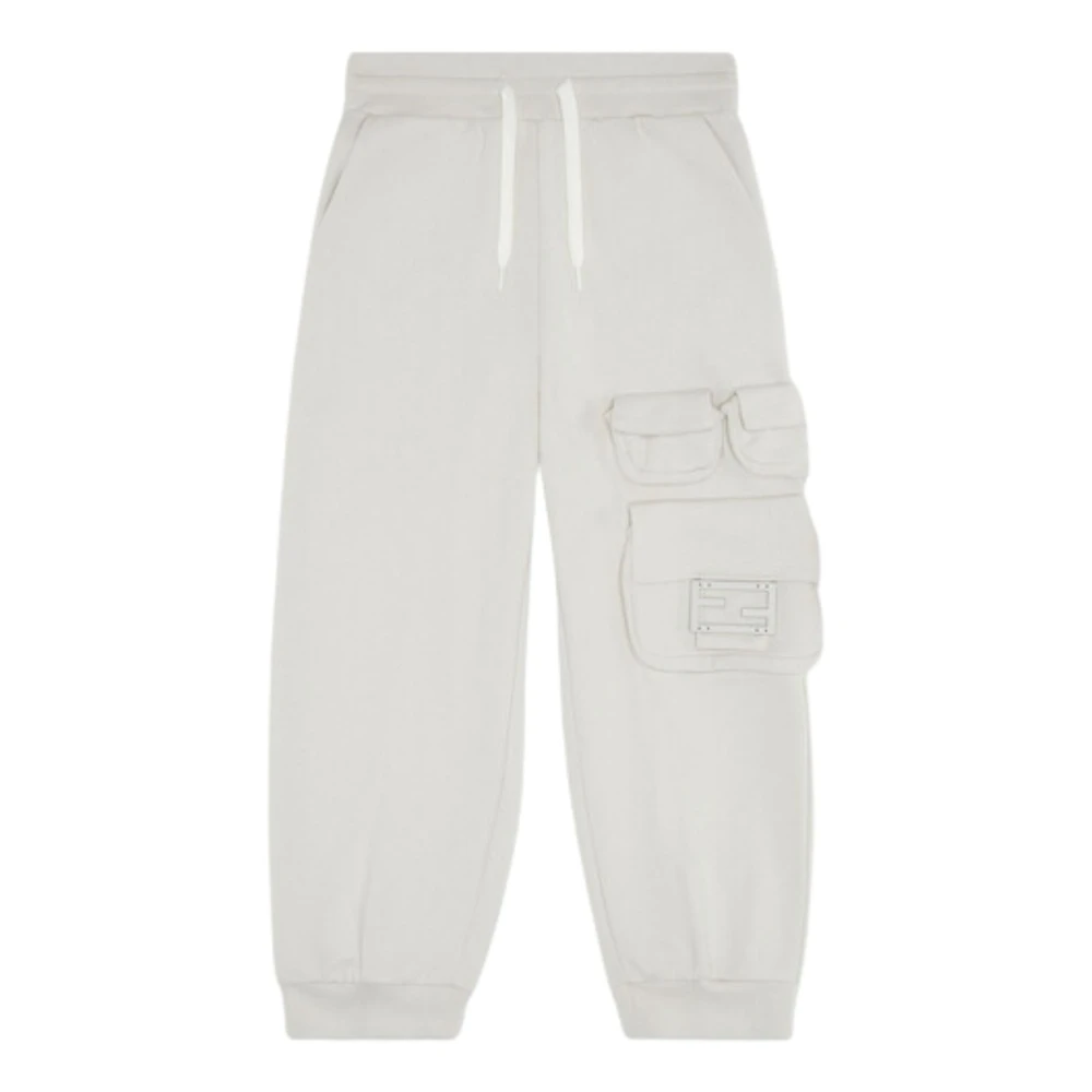 Fendi Unisex Kids Gray Sweatpants, 3 Y, Elastic Waist Trousers