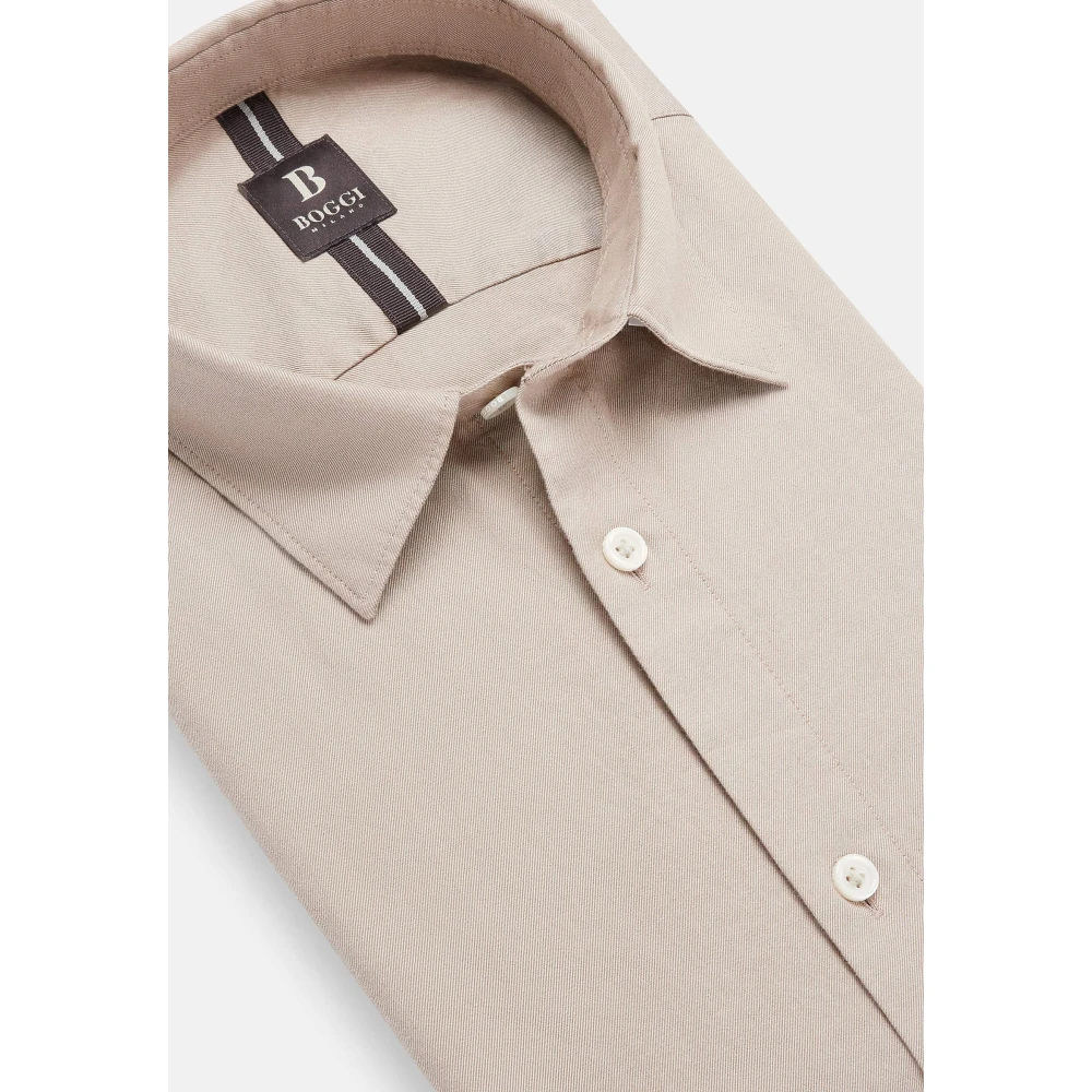 Boggi Milano Regular Fit Katoenen Overhemd Beige Heren