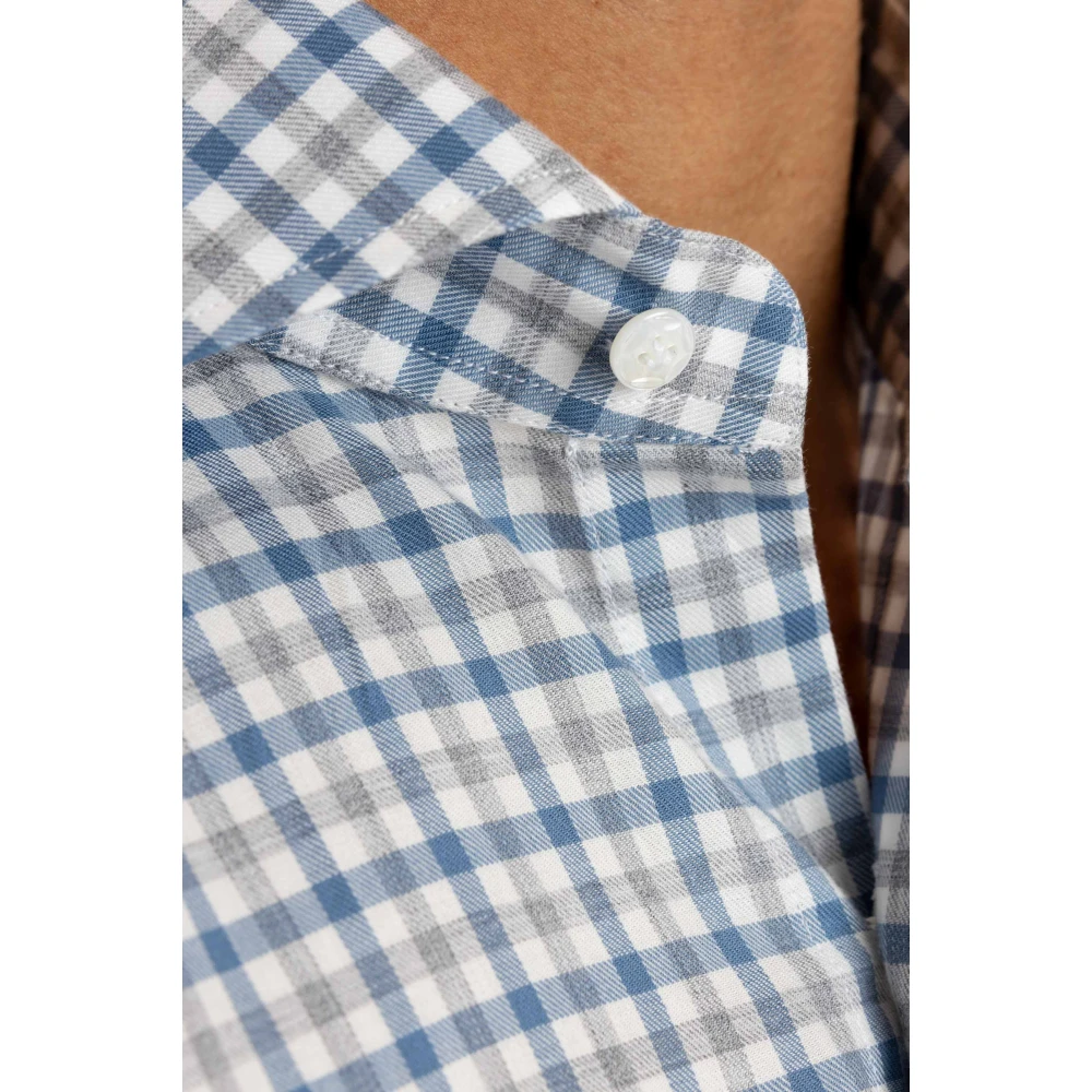 Barba Micro Patroon Maatwerk Overhemd Blue Heren