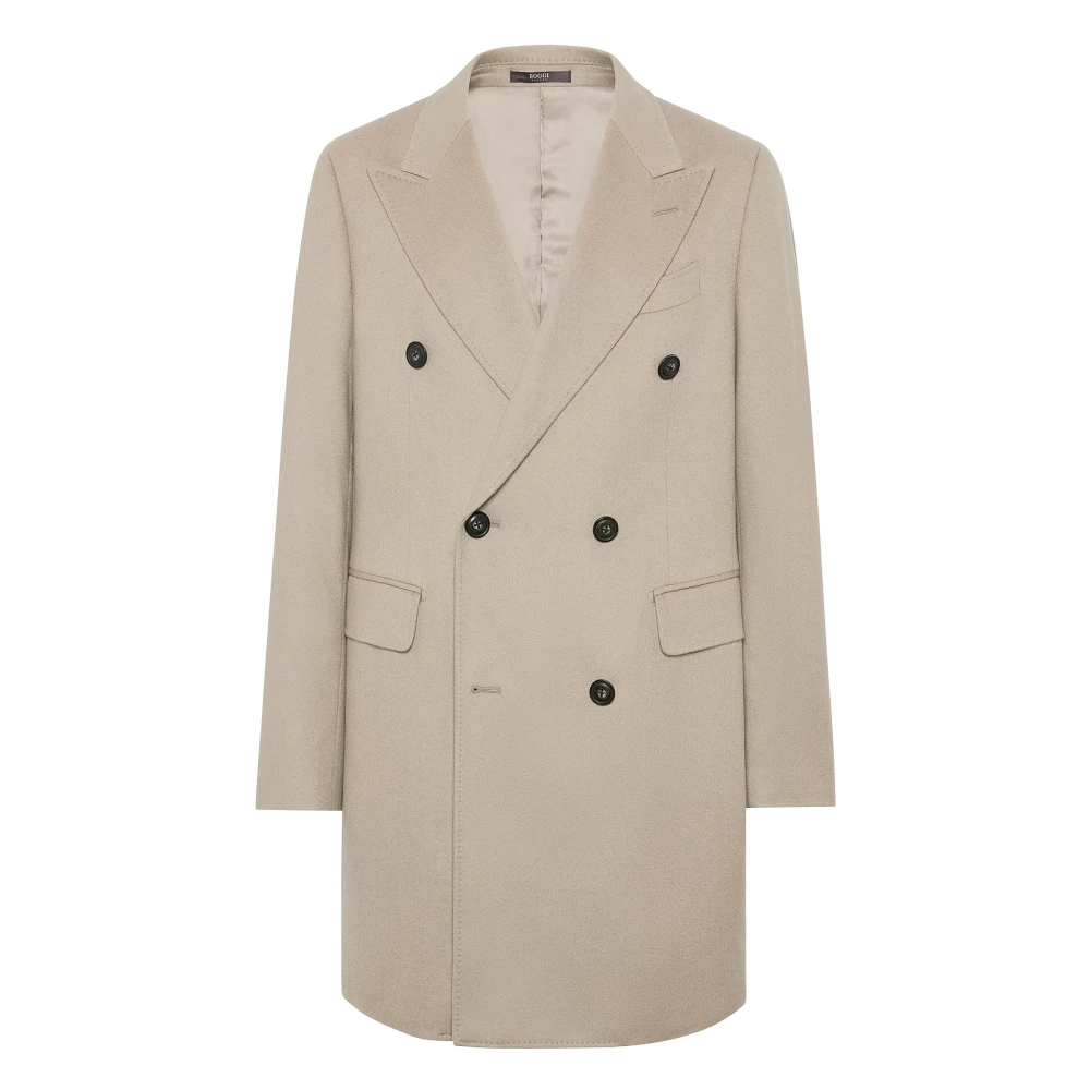 Boggi Milano Dubbelrijdige Jas van Puur Kasjmier Beige Heren