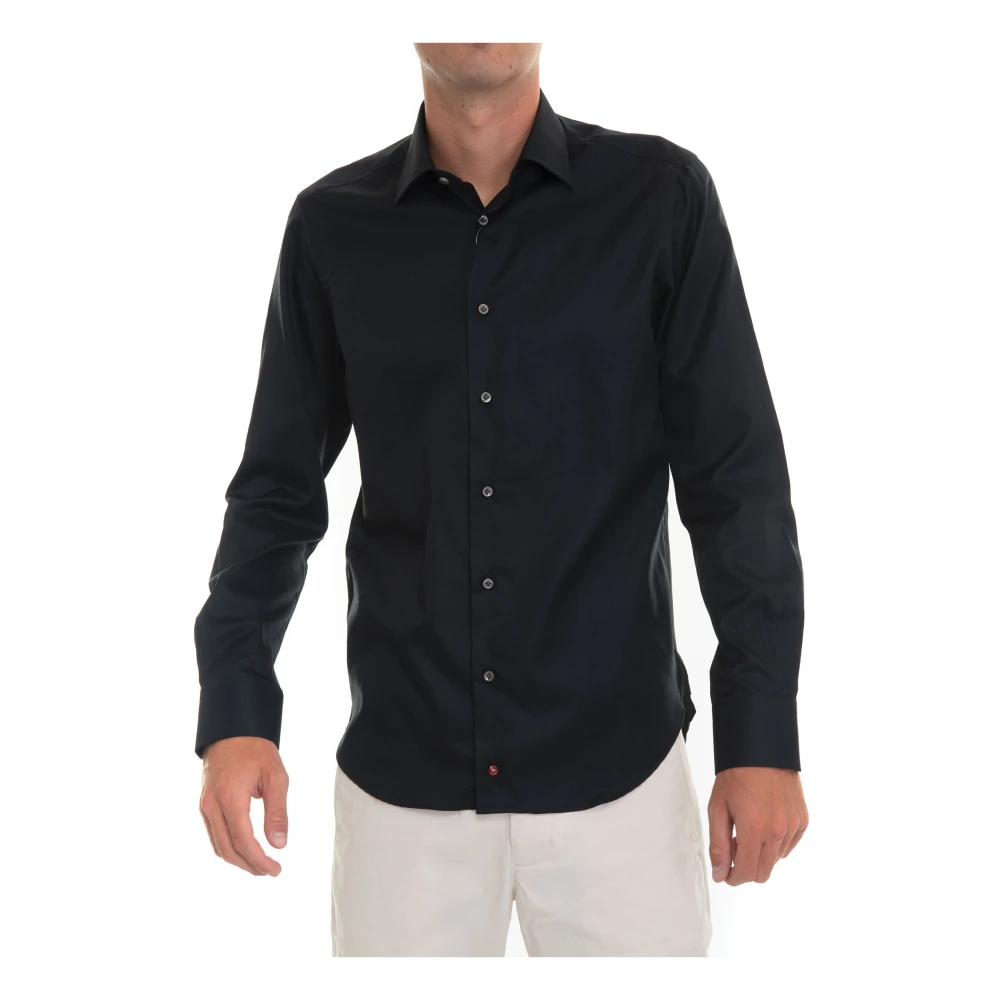 Càrrel Effen Overhemd Slim Fit Black Heren