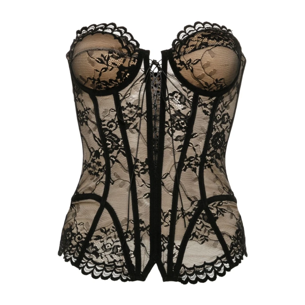 Giuseppe Di Morabito Svart Blommig Spets Bustier Topp Black, Dam