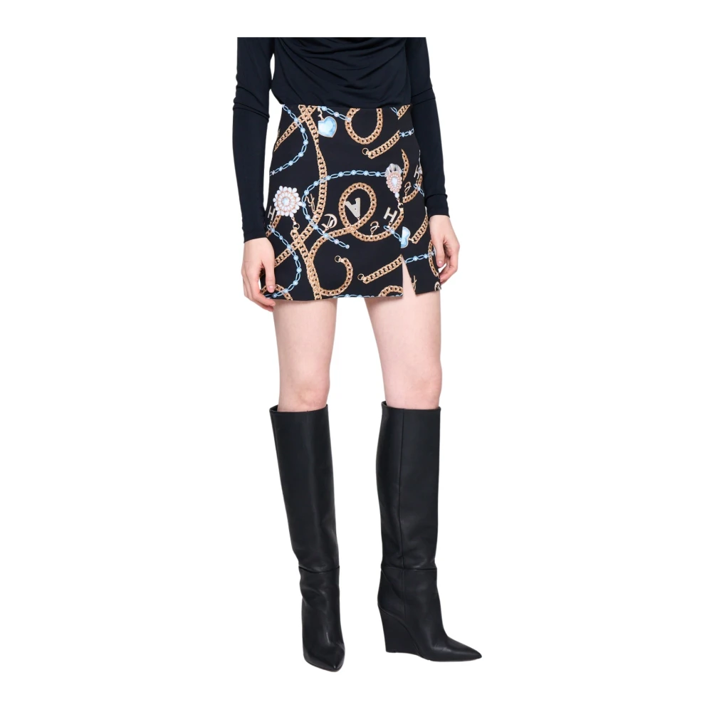 Silvian Heach Juweel Patroon Wikkel Mini Rok Black Dames