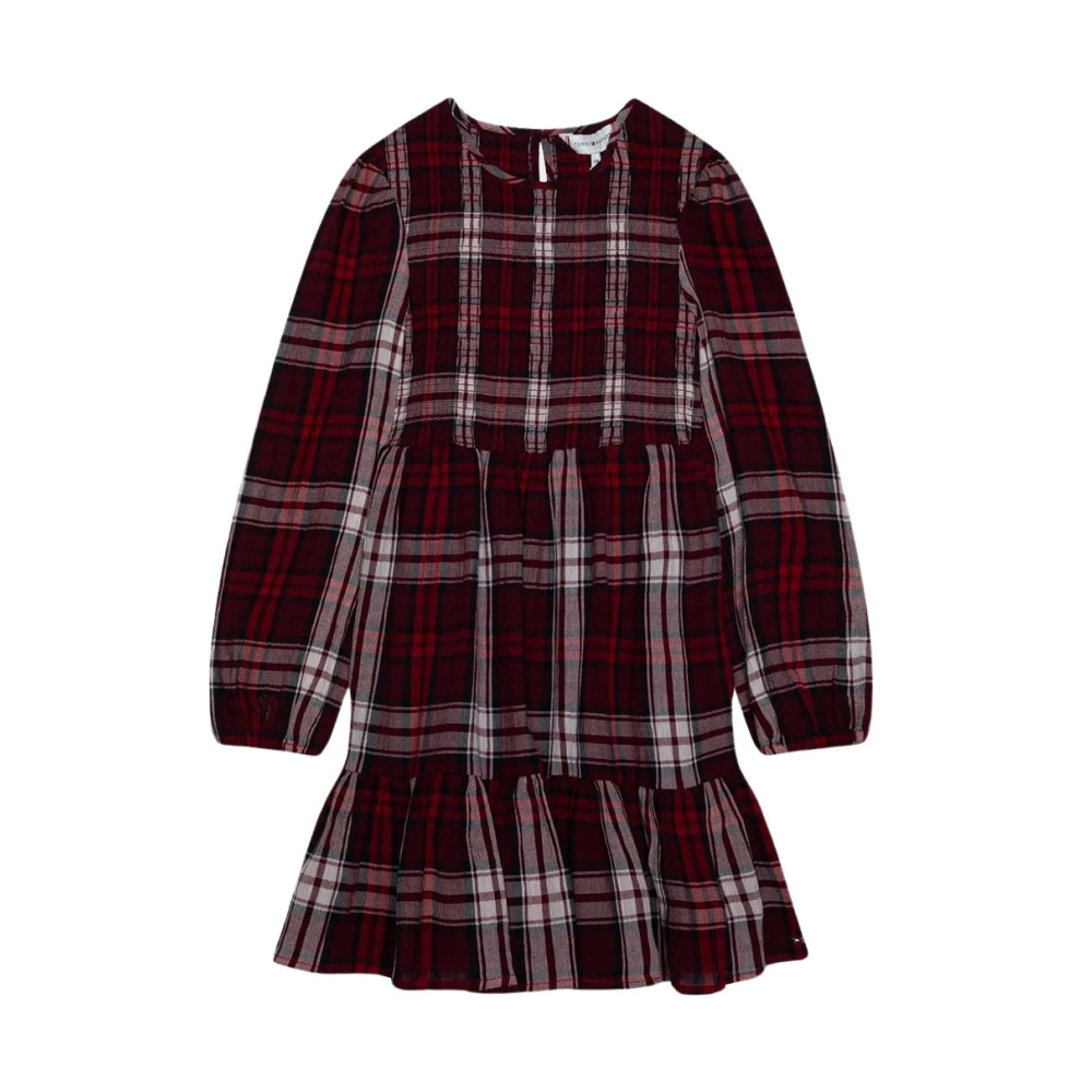 Tommy Hilfiger Rutig Tartan Klänning med Rynkad Nederkant Multicolor, Flicka