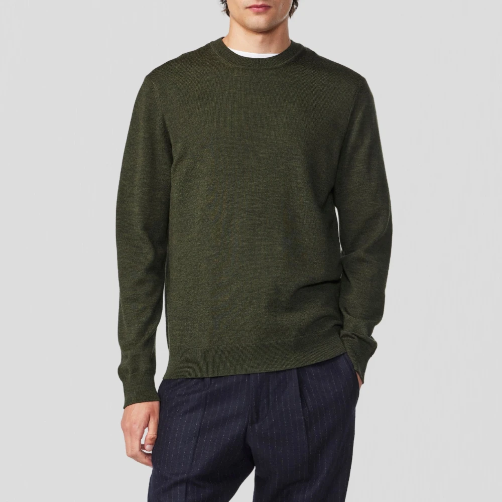 Nn07 Wollen Crewneck Sweater Donkerleger Green Heren