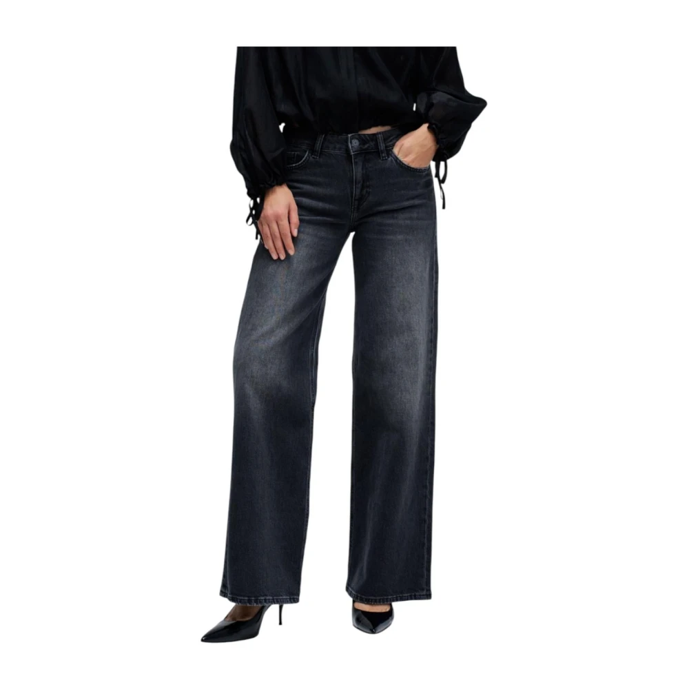 Salsa Kvinno Svart Jeans Dam, W29 L32, Low Rise Wide Leg Jeans