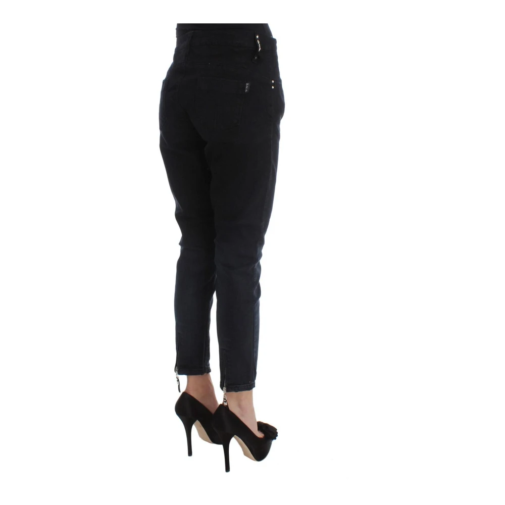 Costume National Zwarte Katoenen Slim Fit Cropped Jeans Black Dames