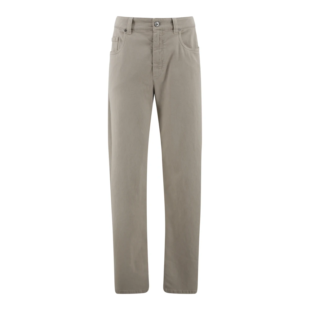 BRUNELLO CUCINELLI Hoge taille beige katoenen jeans Beige Dames
