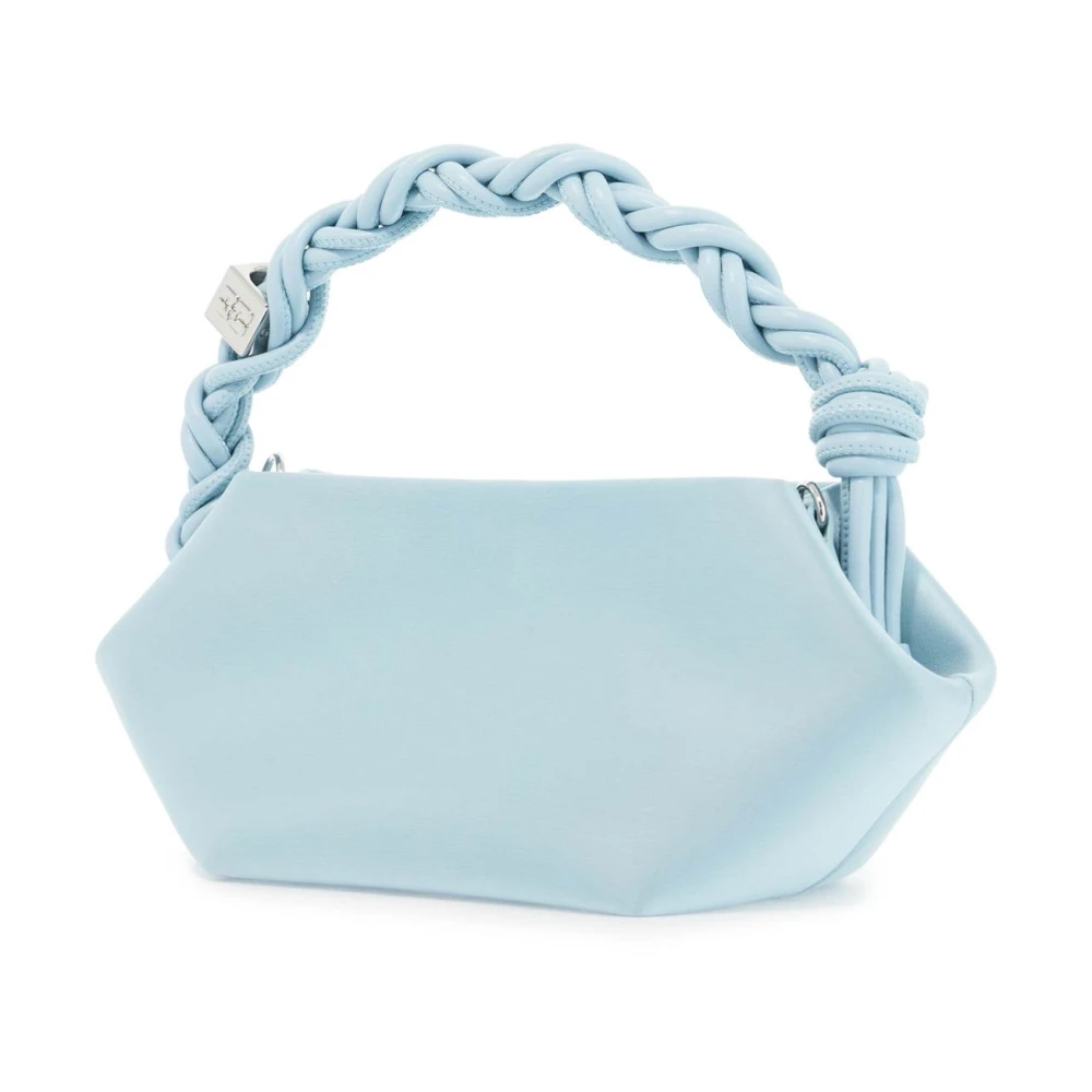 Ganni Satijnen Hexagonale Handtas met Vlinderlogo Blue Dames