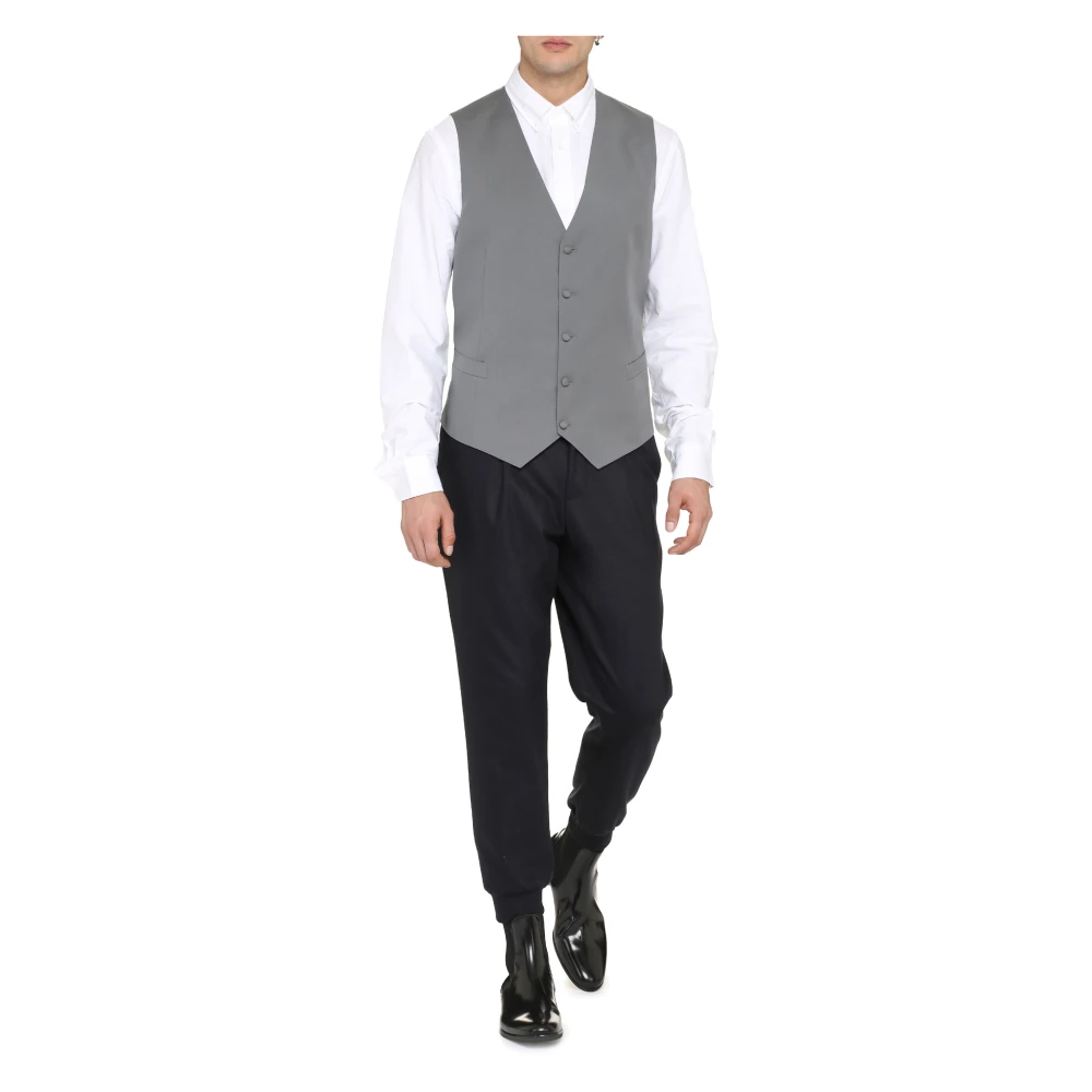 Canali Wollen vest met verstelbare band Gray Heren