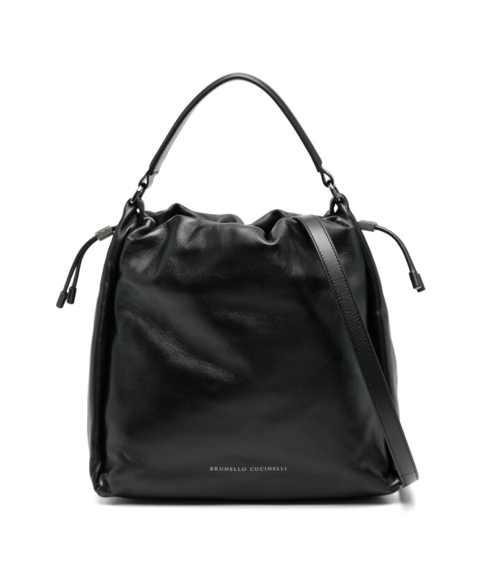 sac-seau-en-cuir-noir-avec-details-de-chaine-et-cordon-de-serrage
