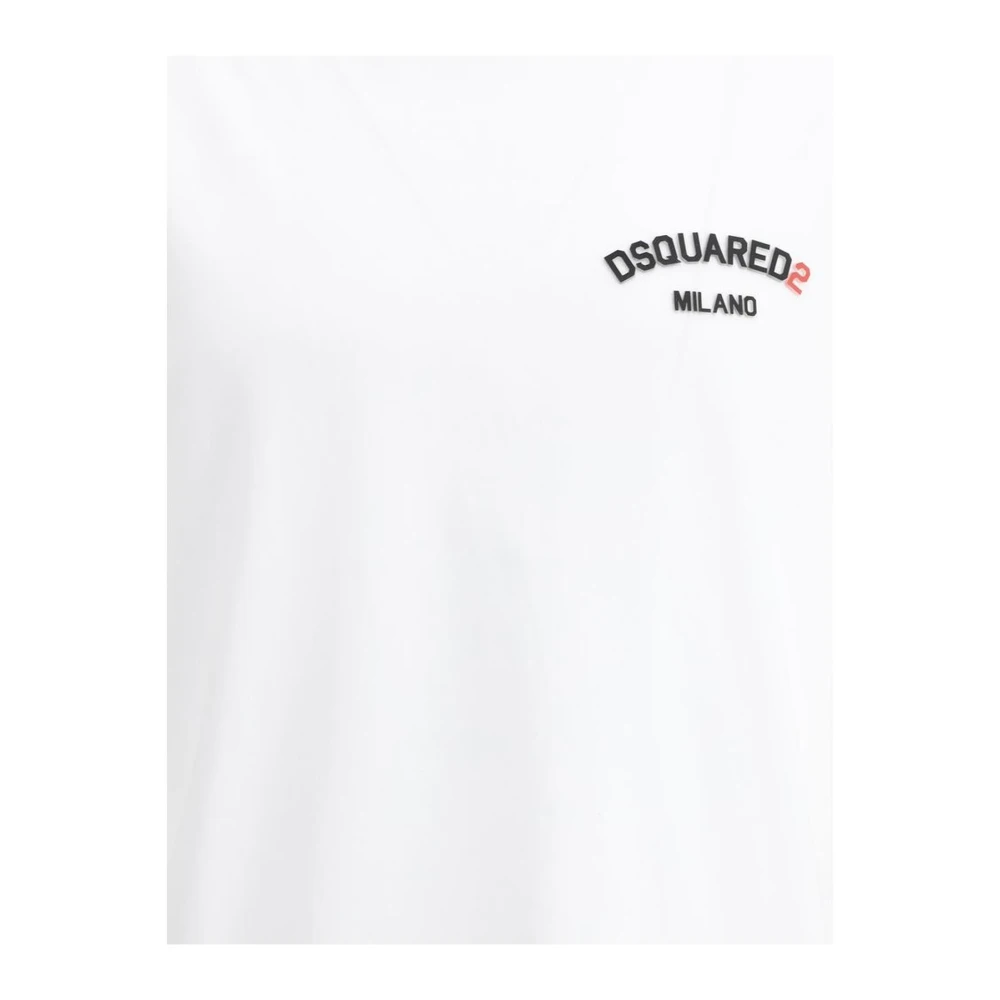 Dsquared2 Monogram Katoenen T-shirt met Geribbelde Ronde Hals White Heren