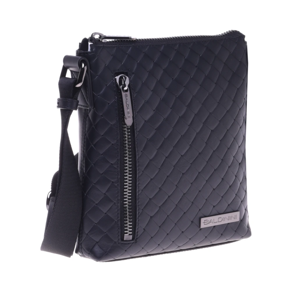 Baldinini Crossbody tas in zwart geweven leer Black Heren