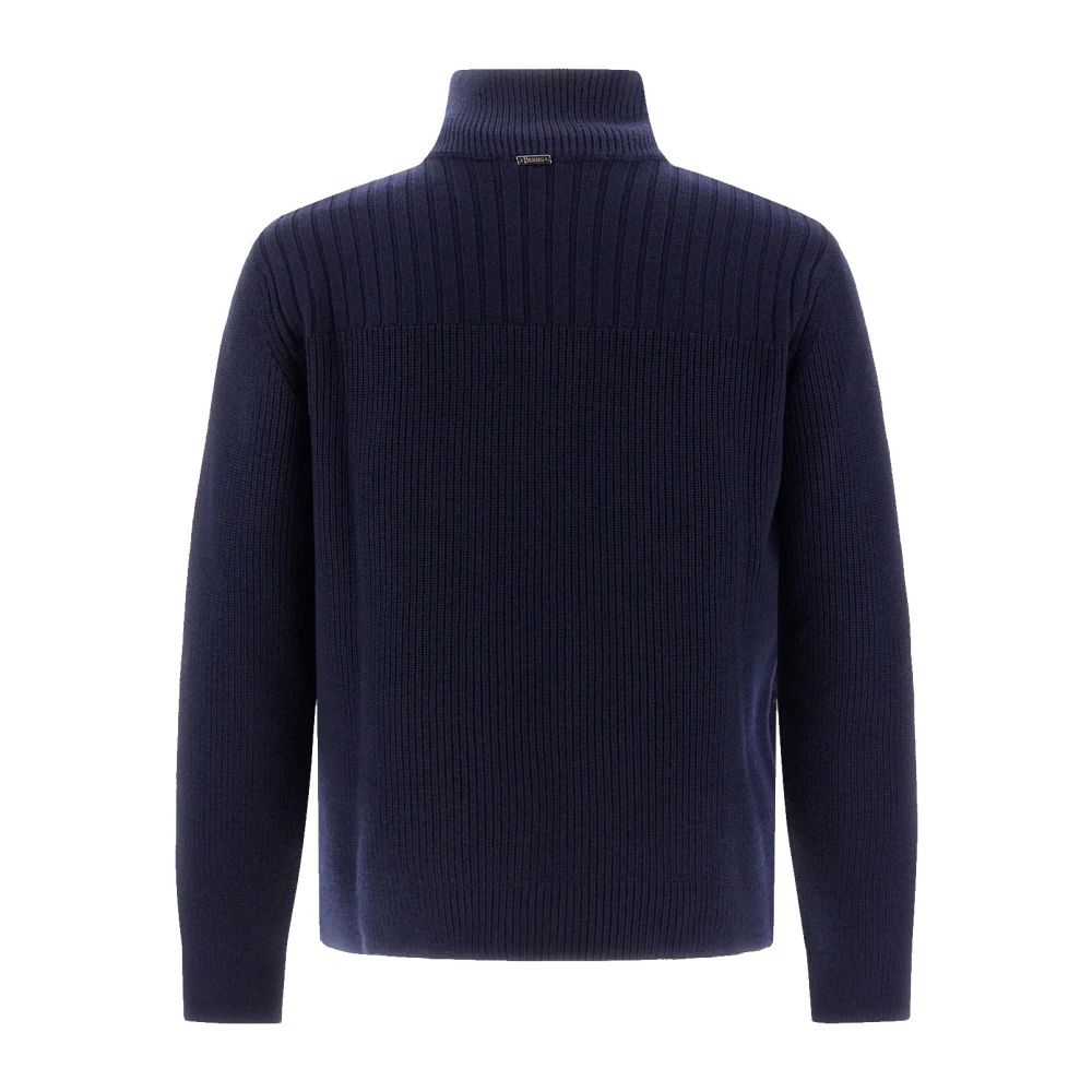 Herno Corn Cob Stitch wollen cardigan Blue Heren