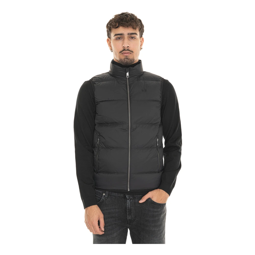 LA MARTINA Gewatteerd Zipactonal Vest met Zijlogo Black Heren