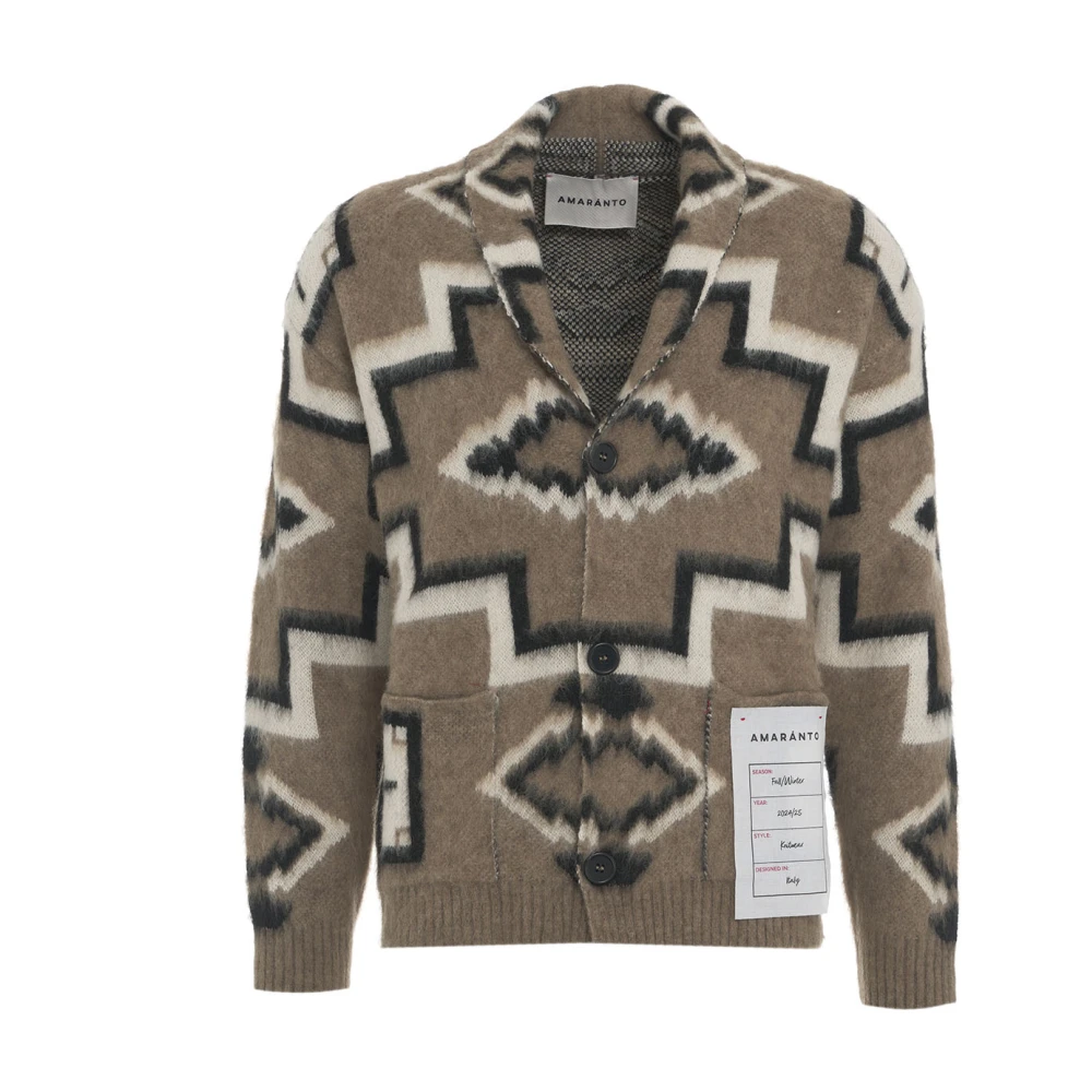 Amaránto Gebreide cardigan met etnisch patroon Brown Heren