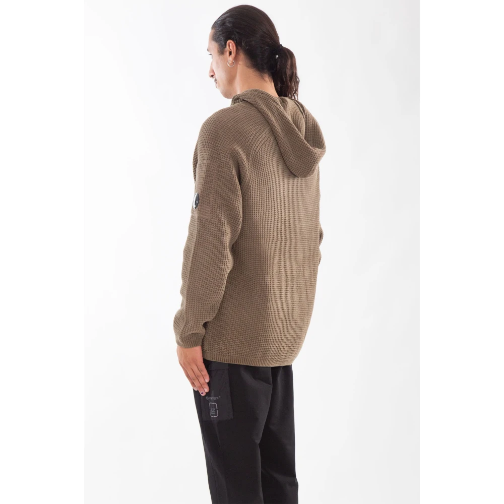 C.P. Company Chenille Wafel Gebreide Hoodie Beige Heren