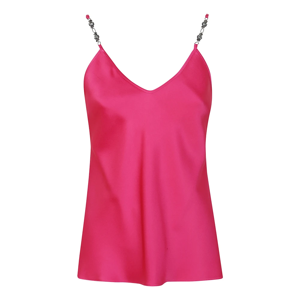 Max Mara Studio Fuchsia Satin Jewel Detail Top Pink Dames