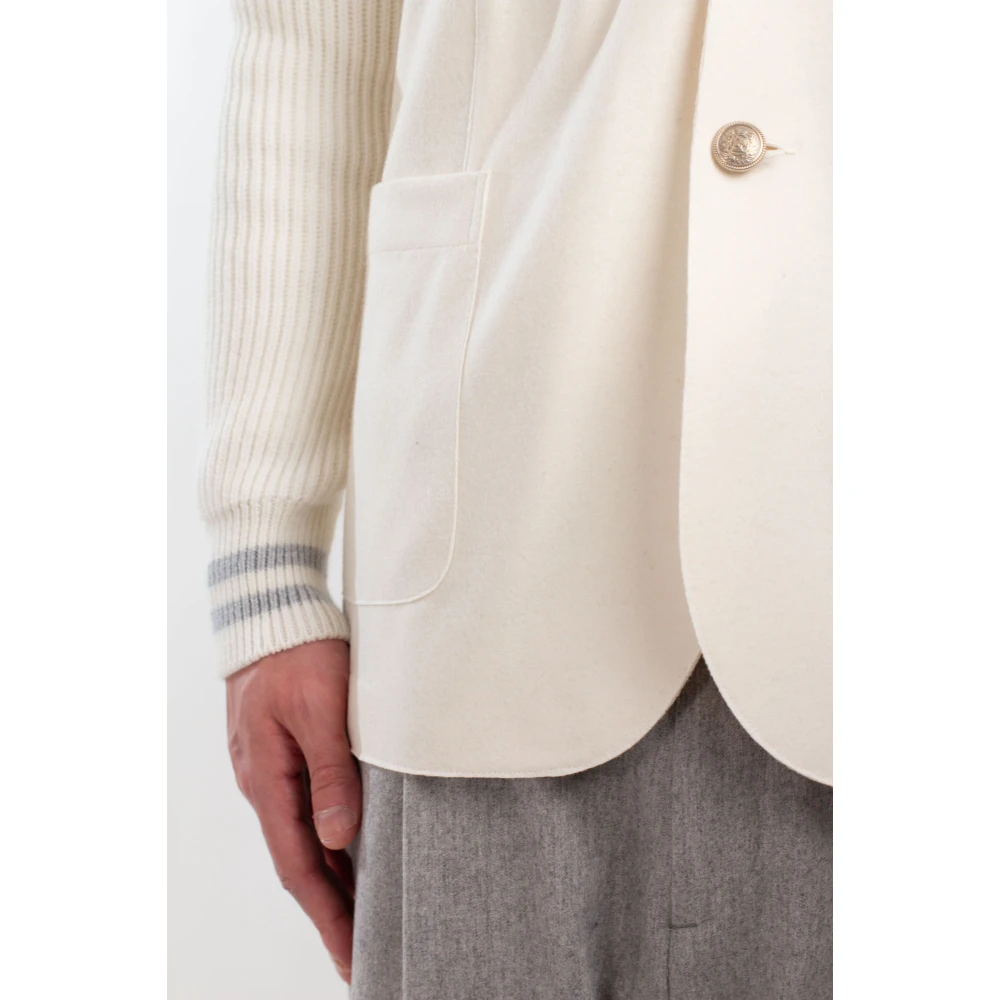 Eleventy Ribbed Sleeves Layered Blazer White Heren