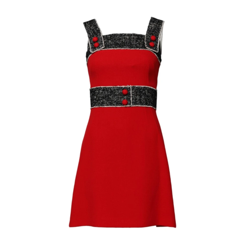Dolce & Gabbana Women's Red Short Dresses, Xs, Sleeveless A-Line Fla Mini Dress