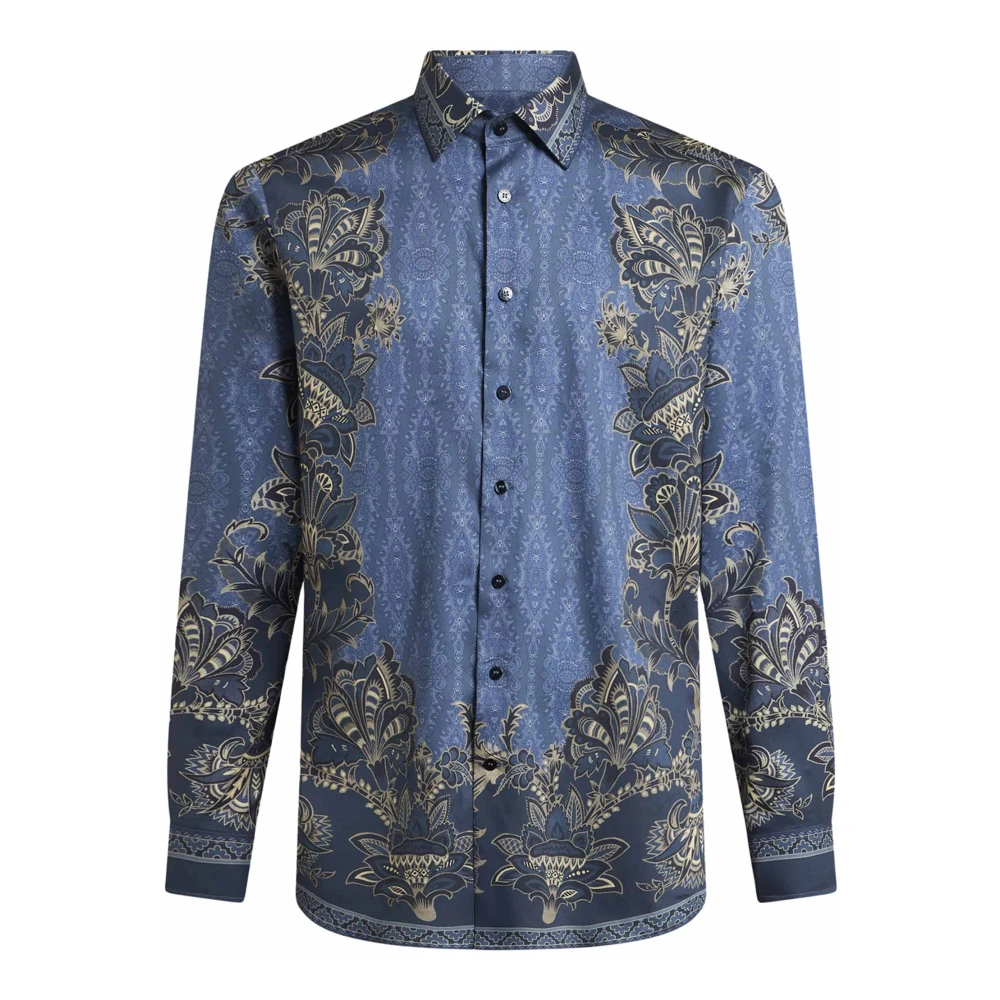 ETRO Blauw Toon-op-toon Patroon Overhemd Blue Heren