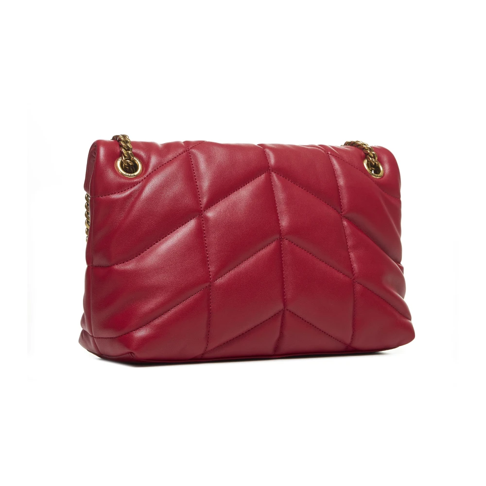 Saint Laurent Rode Gewatteerde Leren Schoudertas Red Dames