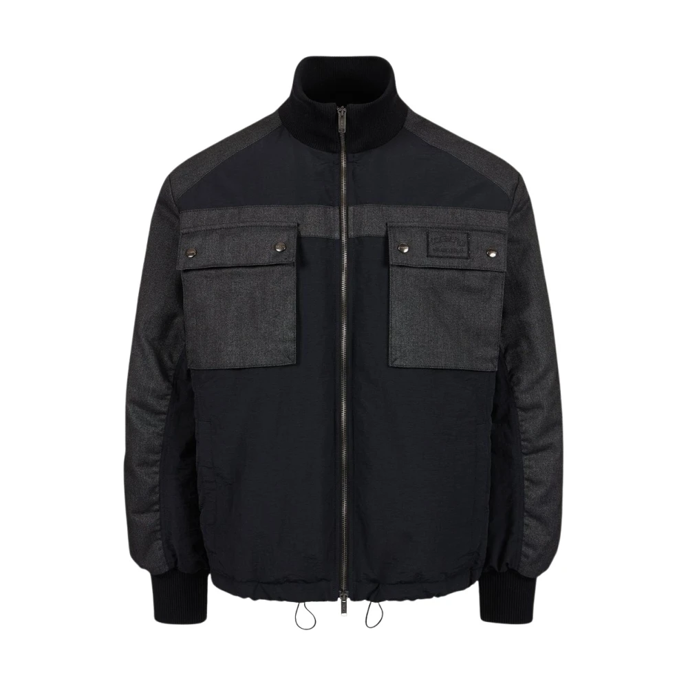 Iceberg Nylon en gabardine jas Black Heren