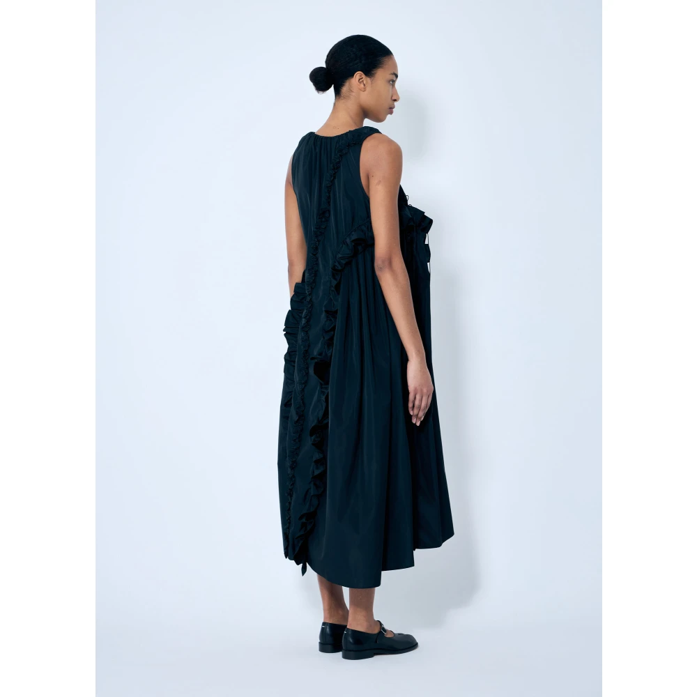 Cecilie Bahnsen Gerimpelde Maxi Jurk met Strikken Black Dames