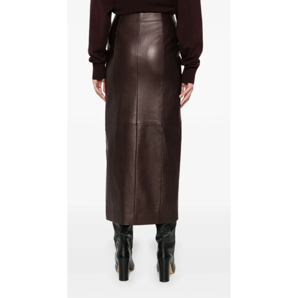 Kiton Bruine leren midi-rok Brown Dames