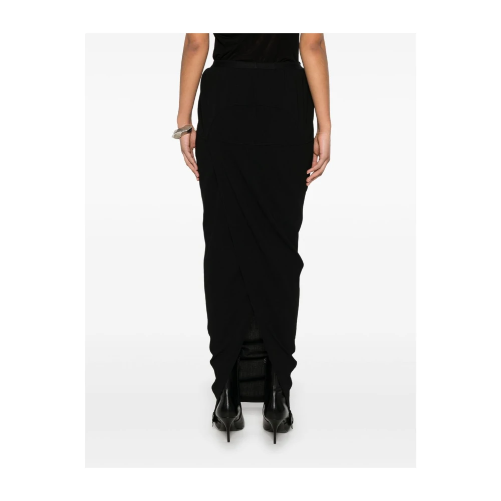 Rick Owens Rok met elastische tailleband en split Black Dames