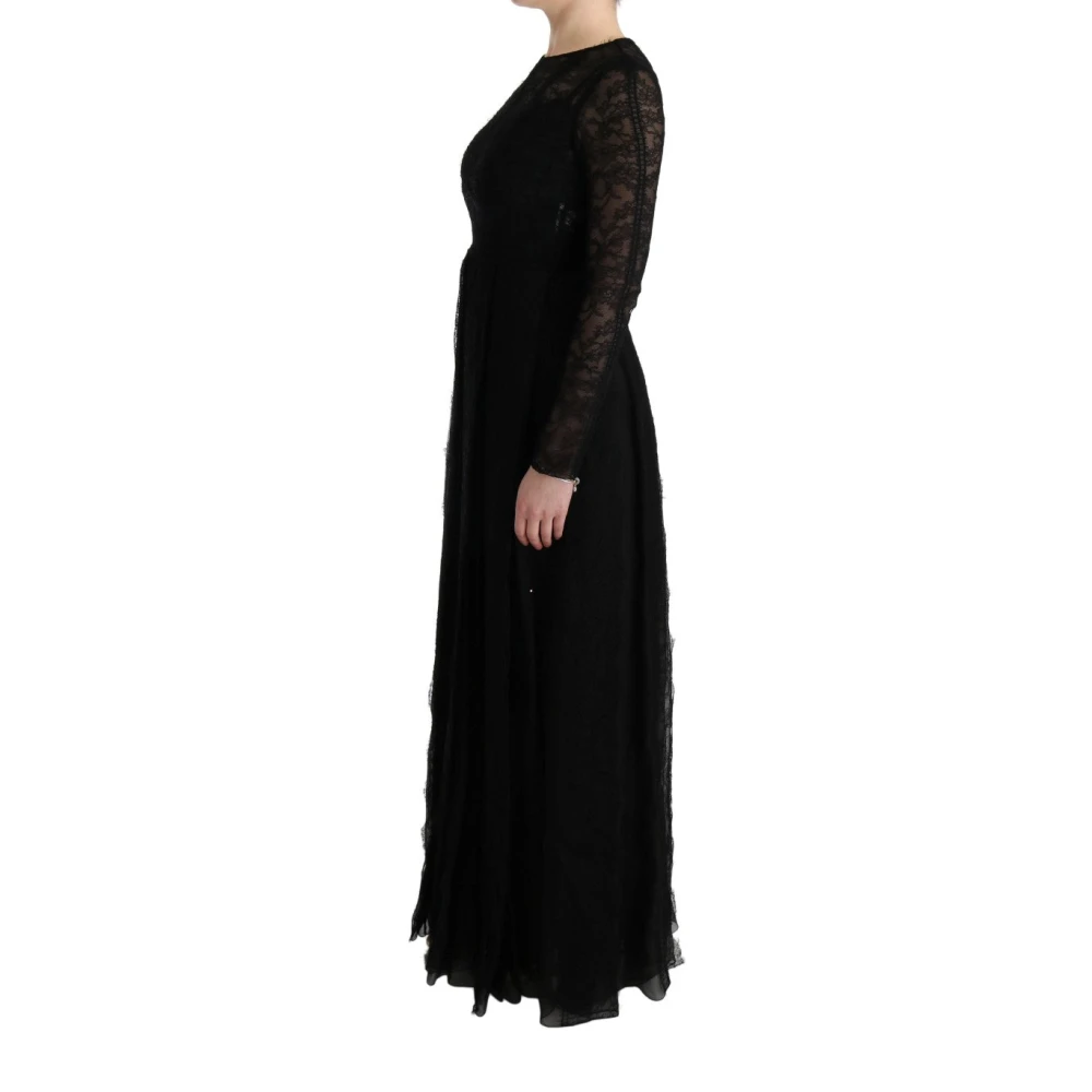 Dolce & Gabbana Elegante Zwarte Kokerjurk met Lange Mouwen Black Dames
