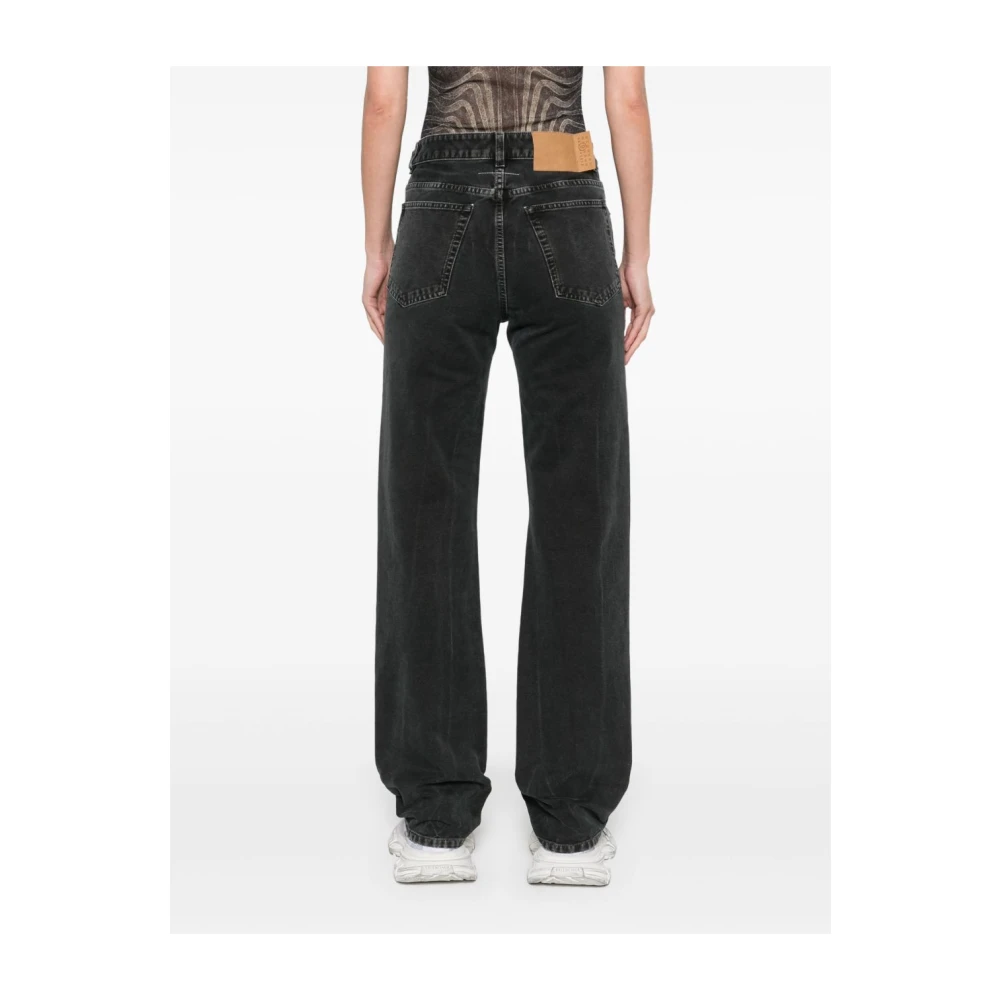 MM6 Maison Margiela Zwarte Straight Jeans met Handtekeninglogo Black Dames